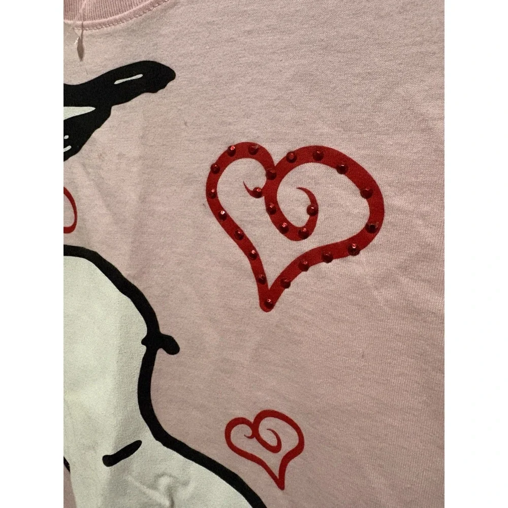 Justice Peanuts Snoopy Woodstock Pink Glitter Rhinestone T-Shirt Size 20 NWT